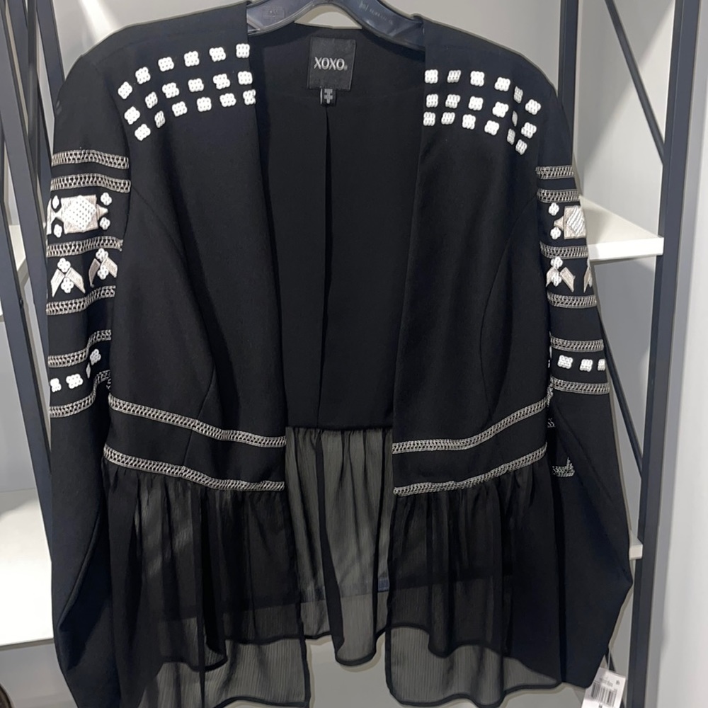 XOXO Black Embroidered Jacket/Top NWT